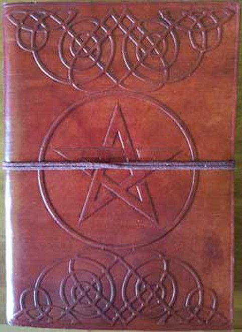 Pentagram Blank Leather Journal w/ Cord 5" x 7"