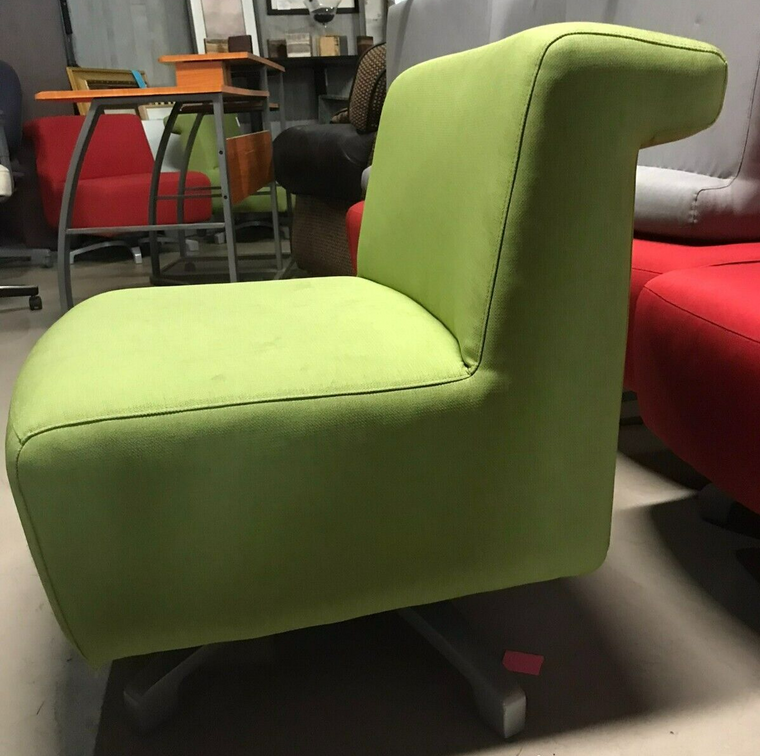 LOT o2 Lime Green Gunlocke Company Mid Century Modern Swivel Soft Seating Chairs