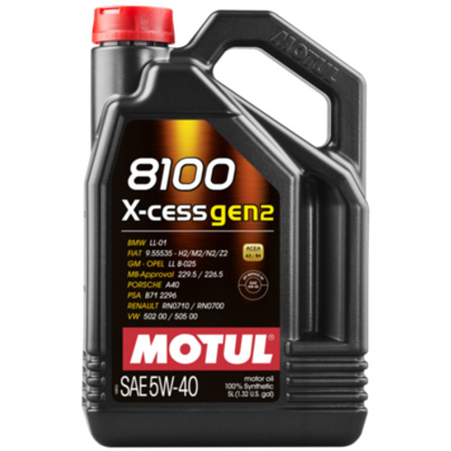 Motul 8100 X-CESS Gen2 Engine Oil (5W40, 5 Liters)