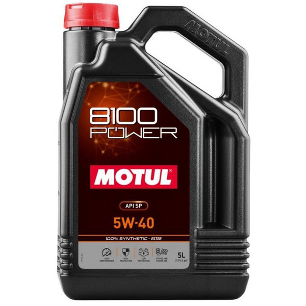 Motul 8100 Power Engine Oil (5W40, 5 Liters)