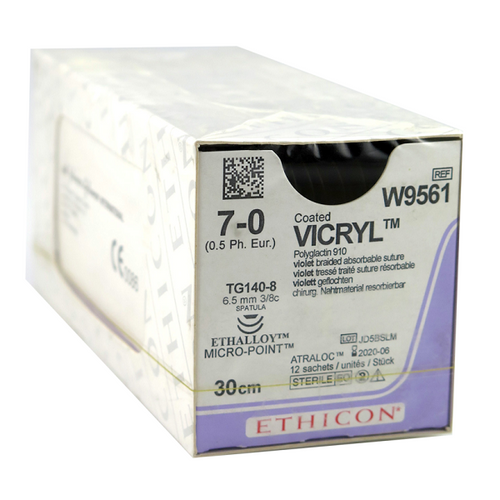 Ethicon Vicryl Sutures 7/0, 6.5mm, 3/8 Circle - W9561