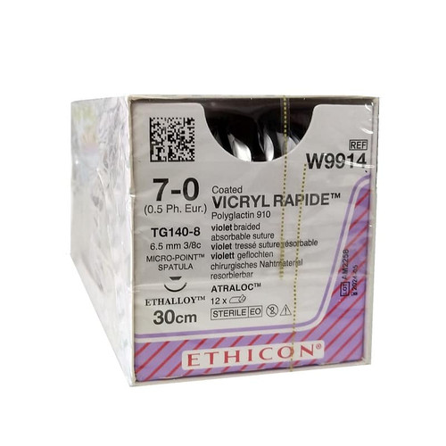 Ethicon Vicryl Rapide Sutures 7/0, 6.5mm, 3/8 Circle - W9914