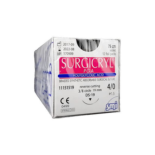 SMI Surgicryl PGA Sutures 4/0, 19mm, 3/8 Circle - 11151519