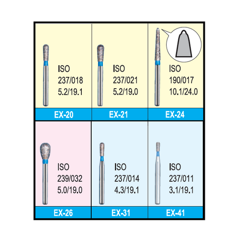 165-014f/tc-21f Fg Standard Needle Head 1.4mm Blue Fine Diamond Bur Fg