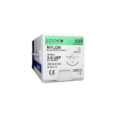 Look Nylon Sutures 3/0, 24mm, 3/8 Circle - 925B - AHP Dental & Medical ...