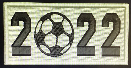 2022 Black/White Soccer Embroidered Patch