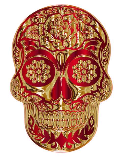 Red/Gold Sugar Skull Vinyl Sticker 