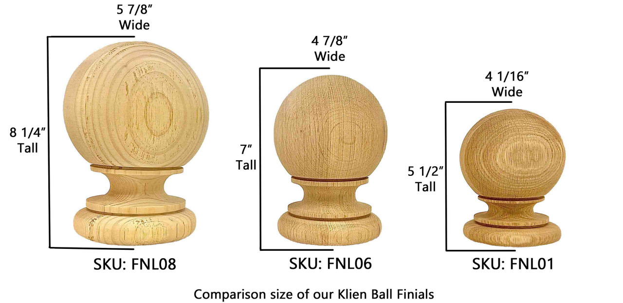 Pair Ball Top Birch Wood Finials 2 3/8 x 1 1/2. #5