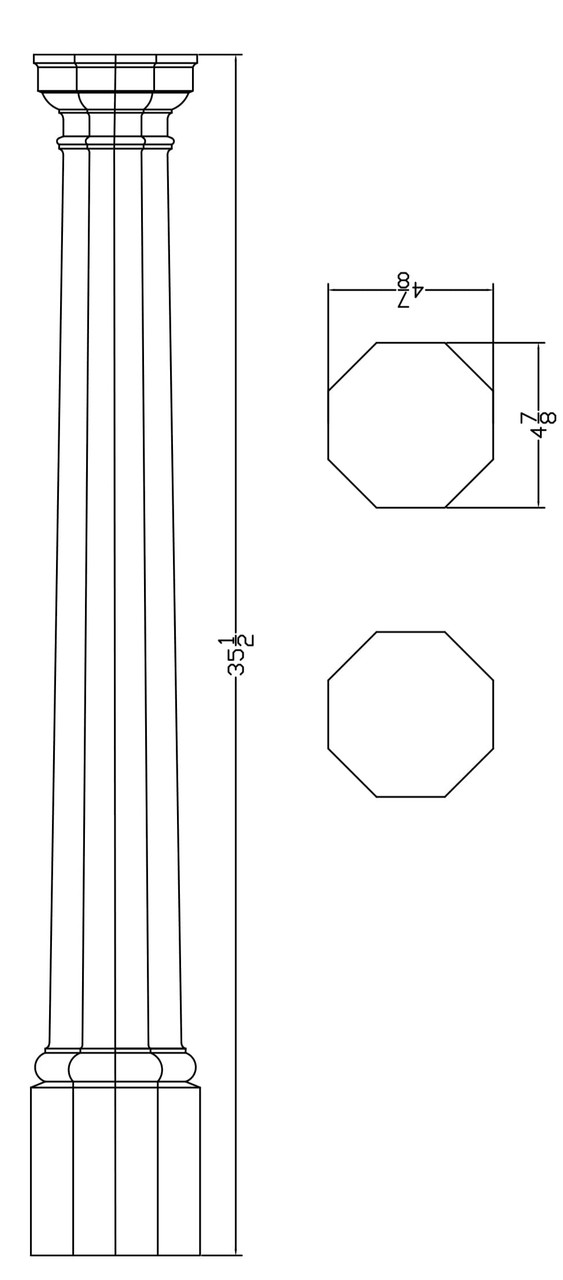 St. Armands Octagon Column Island Leg - 35 1/2