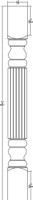 CAD Drawing Alexander Reeded Island Leg - 34 1/2" Tall x 3 1/2" Wide 