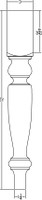 CAD Drawing Narrow Seneca End Table Leg - 21" Tall x 3" Wide