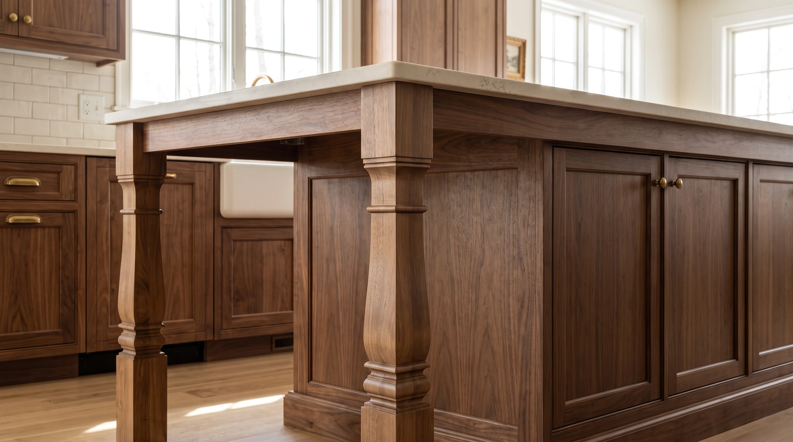 Modern Shaker kitchen island featuring Modern Square Celoron wood legs