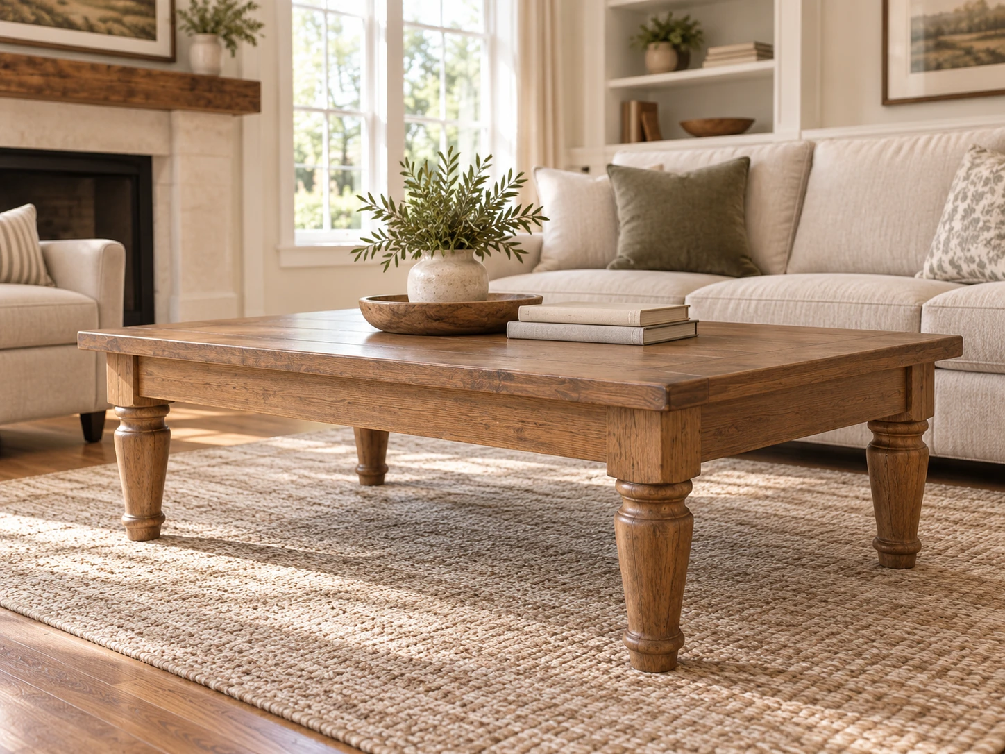 Hardwood coffee table with decorative wood coffee table legs