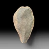 Genuine Acheulean handaxe from North Africa showing bifacial knapping and desert patina