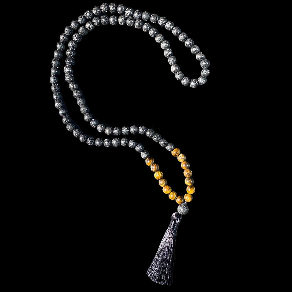 Lava/Tiger Eye Mala Necklace - Main Image
