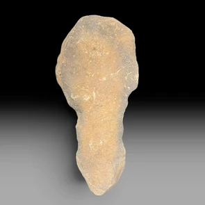 Genuine Acheulean handaxe from North Africa showing bifacial knapping and desert patina