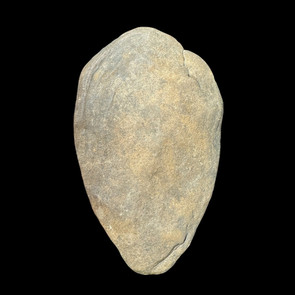 Genuine Acheulean handaxe from North Africa showing bifacial knapping and desert patina
