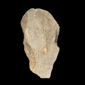 Genuine Acheulean handaxe from North Africa showing bifacial knapping and desert patina