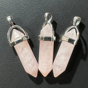 Rose quartz crystal pendants