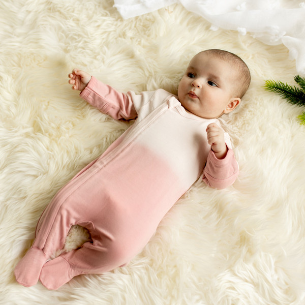 Coccoli Infant GIrl Dip Dye Modal Zipper Footie  PDM5357-966