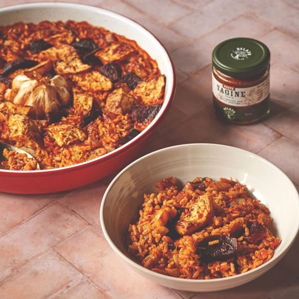 Baked Rice with Celeriac Beetroot and Tagine Paste