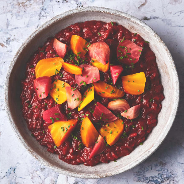 Beetroot and Leek Risotto