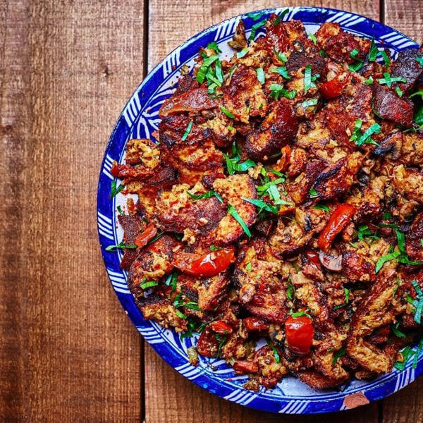 Bread stuffing with Sun Dried Tomato Pesto, chorizo, mushrooms and Balsamic Semi Dried Tomatoes