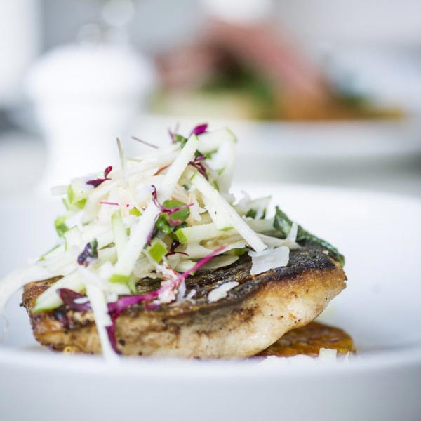 Chermoula sea trout with turmeric roast cauliflower & pomegranate