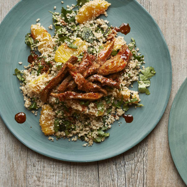 Harissa Duck With Orange and Coriander Couscous