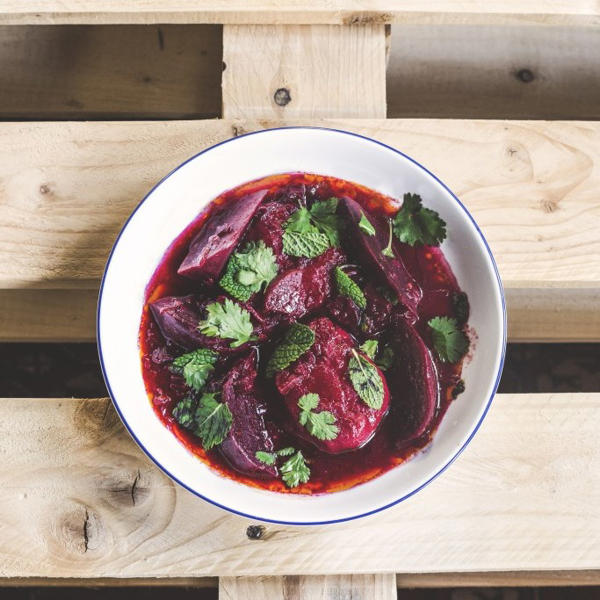 Marak Kubbeh Adom – Beetroot and Dumpling Soup