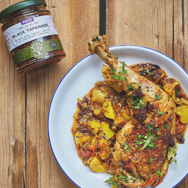 Moroccan chicken legs with Black Olive Tapenade and Preserved Lemons