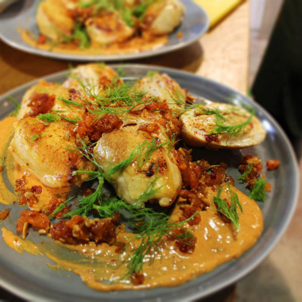 Pan Seared Chicken Stuffed with Rose Harissa Chutney