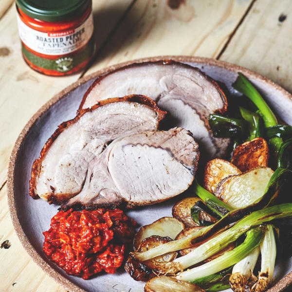 Pork with Roasted Pepper Romesco