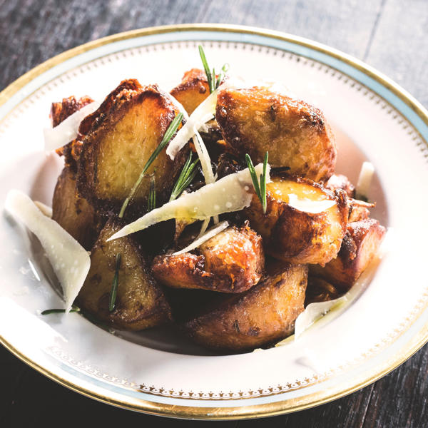 Roast Potatoes with Rosemary, Black Truffle Olive Oil and Parmesan