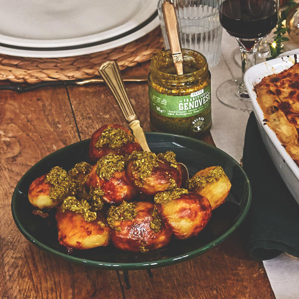 Roast Potatoes with Traditional Genovese Pesto