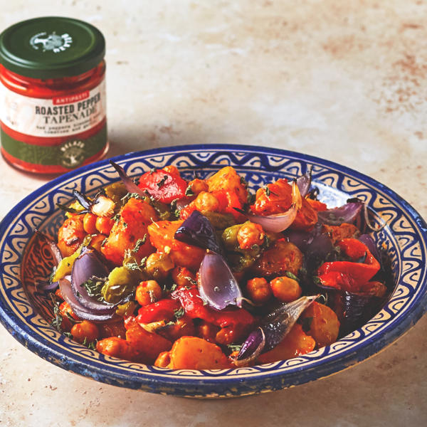 Roasted Red Pepper Tapenade, Potato and Chickpea Salad