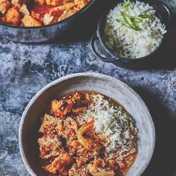 Rose Harissa Mapo Tofu with Cauliflower