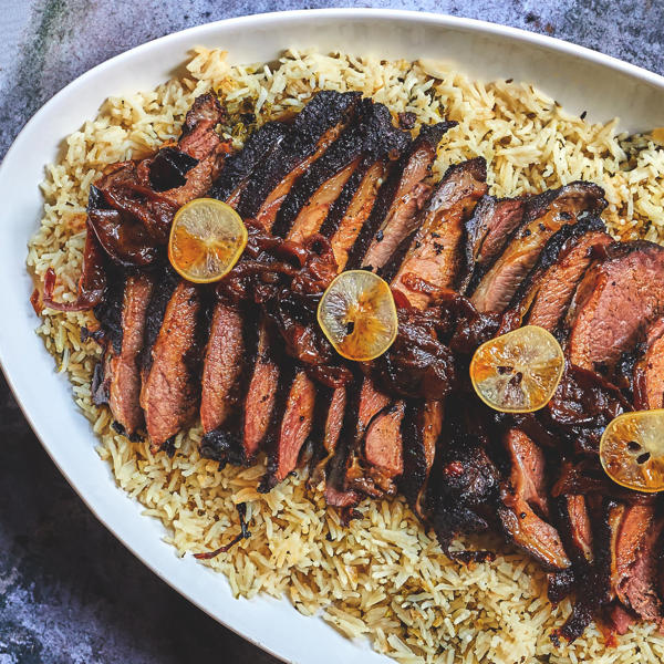 Shawarma lamb leg with pilaf rice