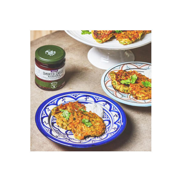 Smoked Chilli Harissa, Courgette & Chickpea Pancakes