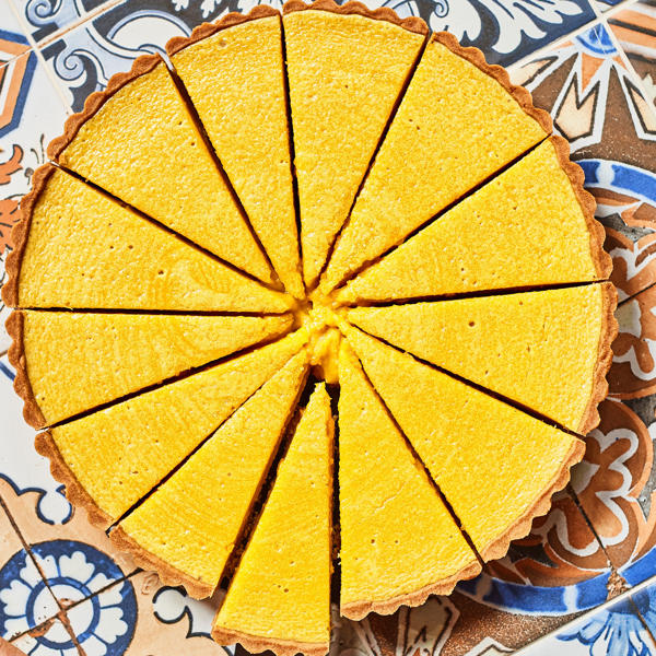 Tahini, Cured Lemon and fennel seed custard tart