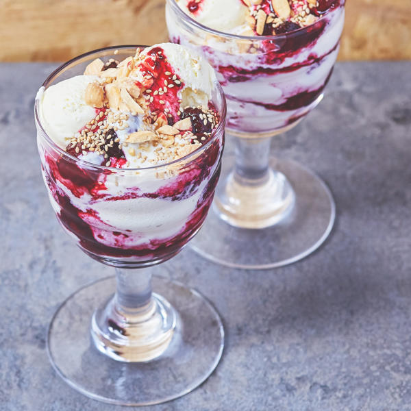 Tahini, Vanilla and Berry Sundae