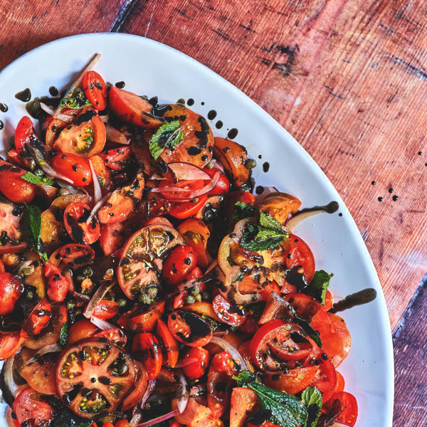 Tomato and Black Tahini Salad