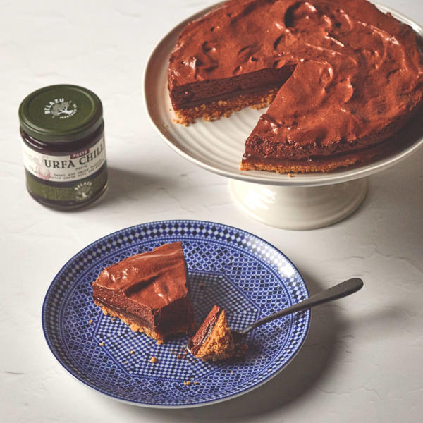 Urfa Chilli Caramel and Dark Chocolate Mousse Tart