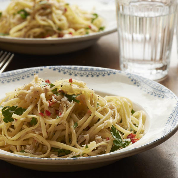 White Crab Linguine with Red Chilli and Preserved Lemon