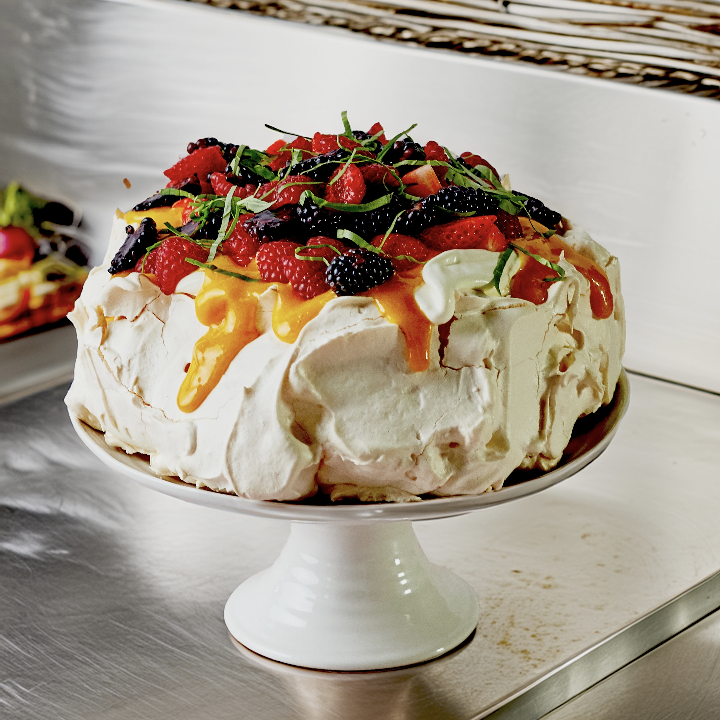 Pavlova with Olive Oil and Preserved Lemon Curd