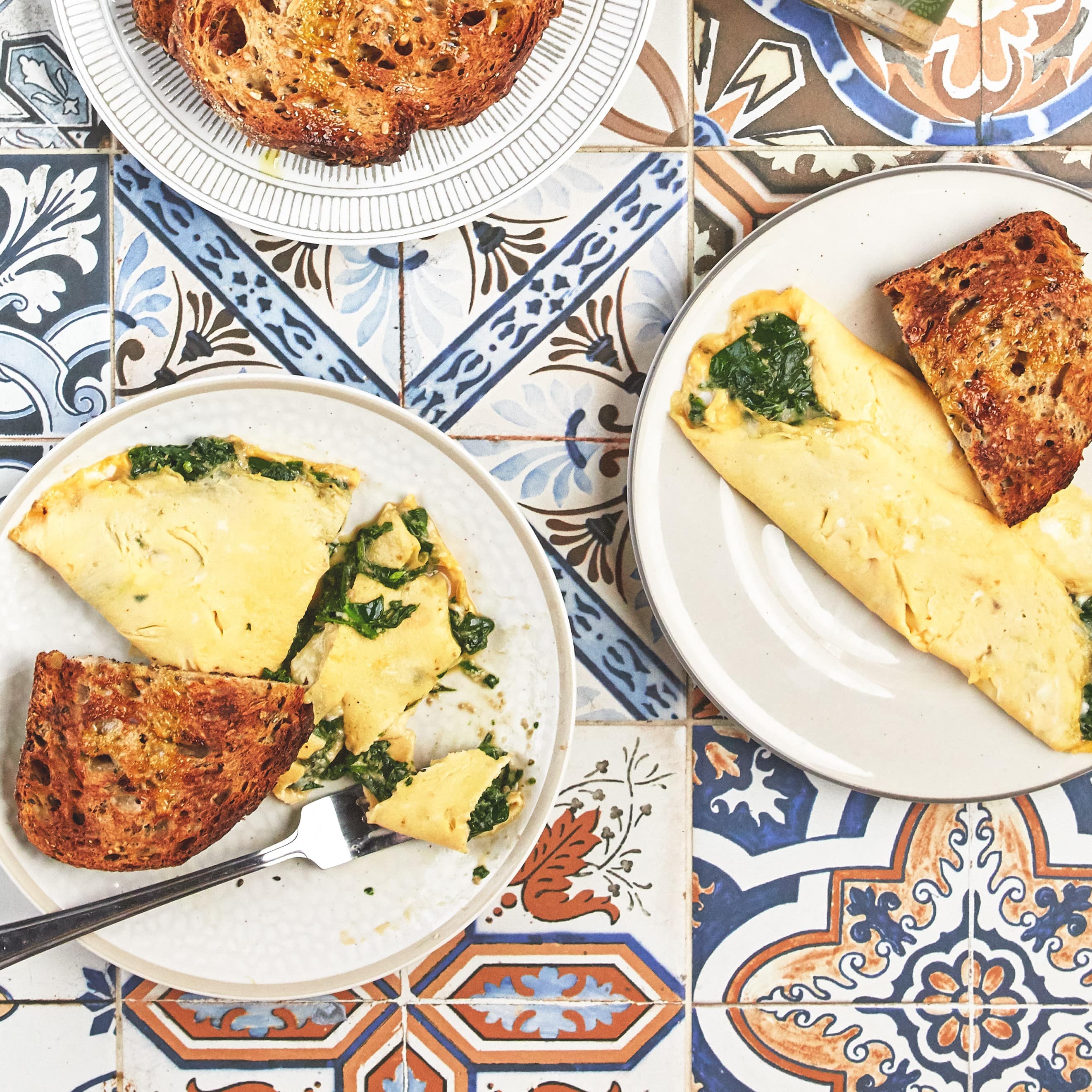 Omelettes with Wild Mushroom Pesto Spinach and Tarragon