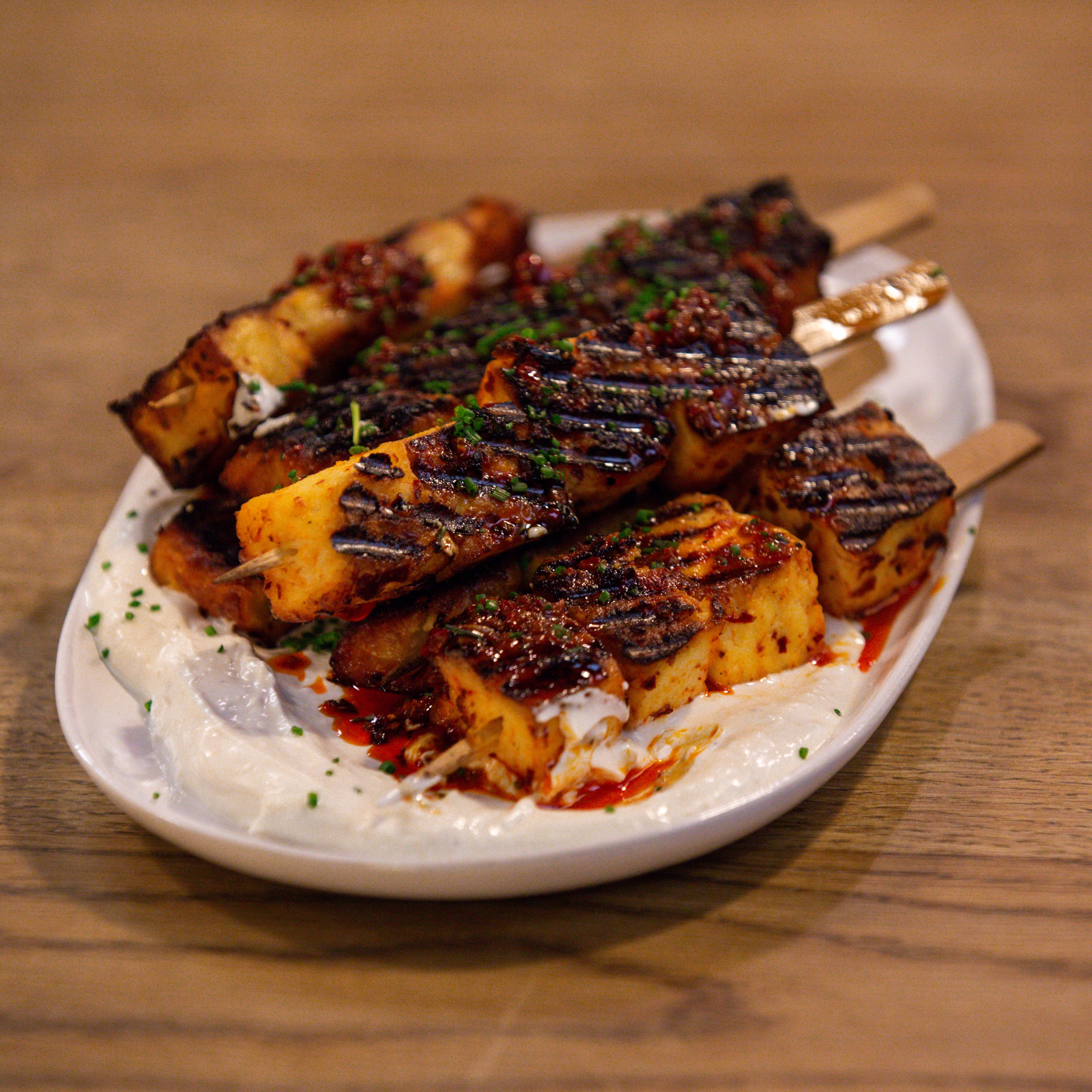 Rose Harissa Paneer Skewers