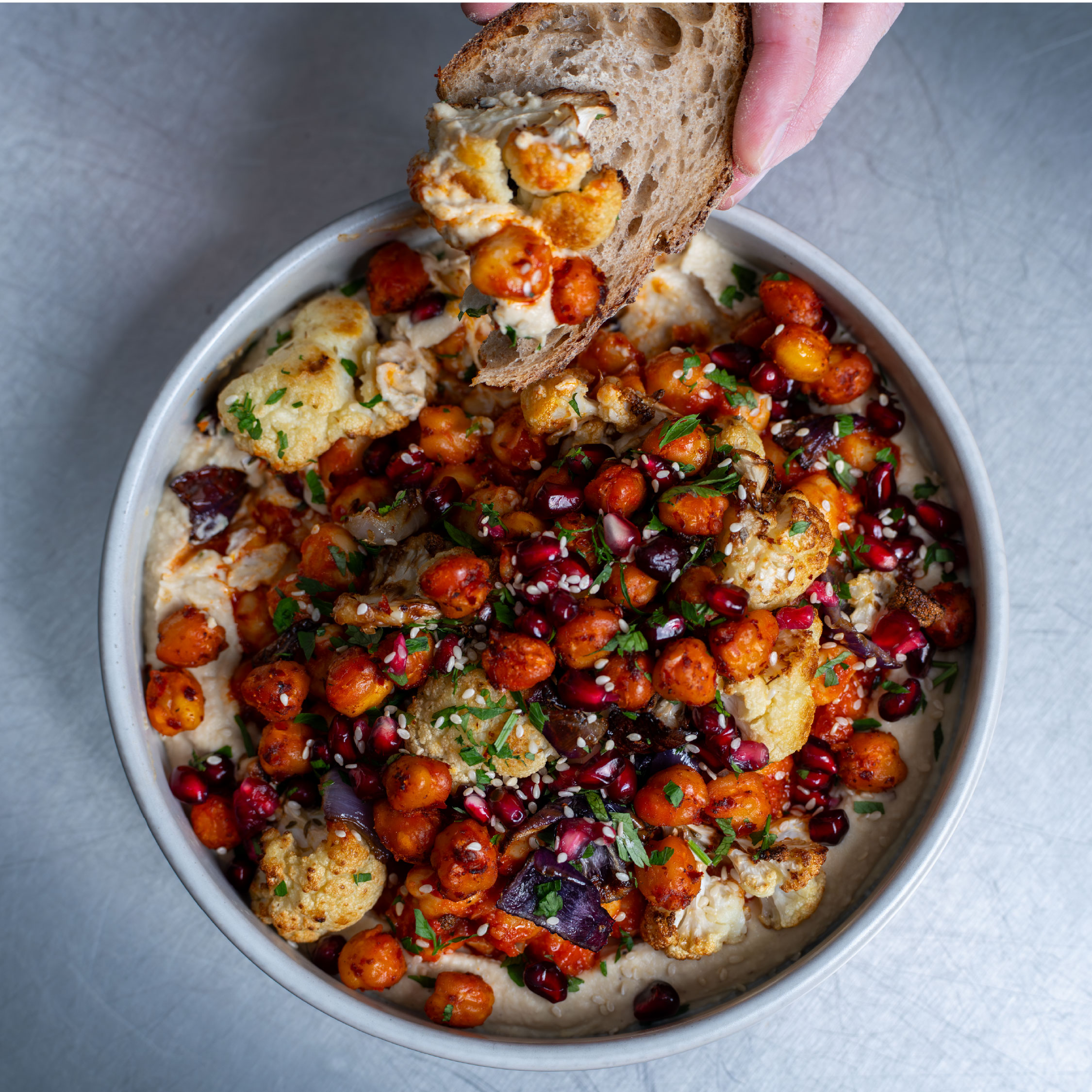 Rose Harissa Chickpeas Hummus Bowl 