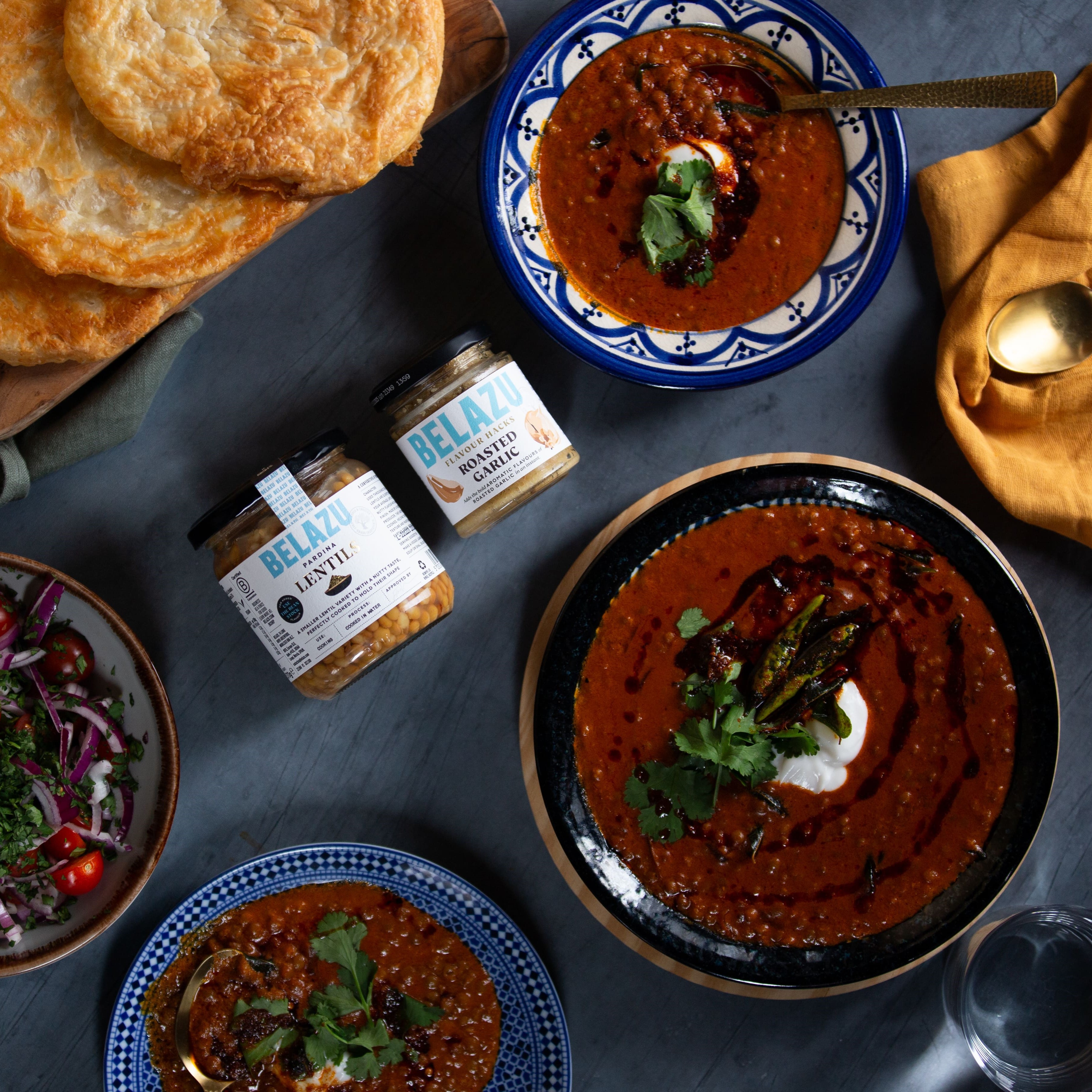 Roasted Garlic and Pardina Lentil Tarka Dal