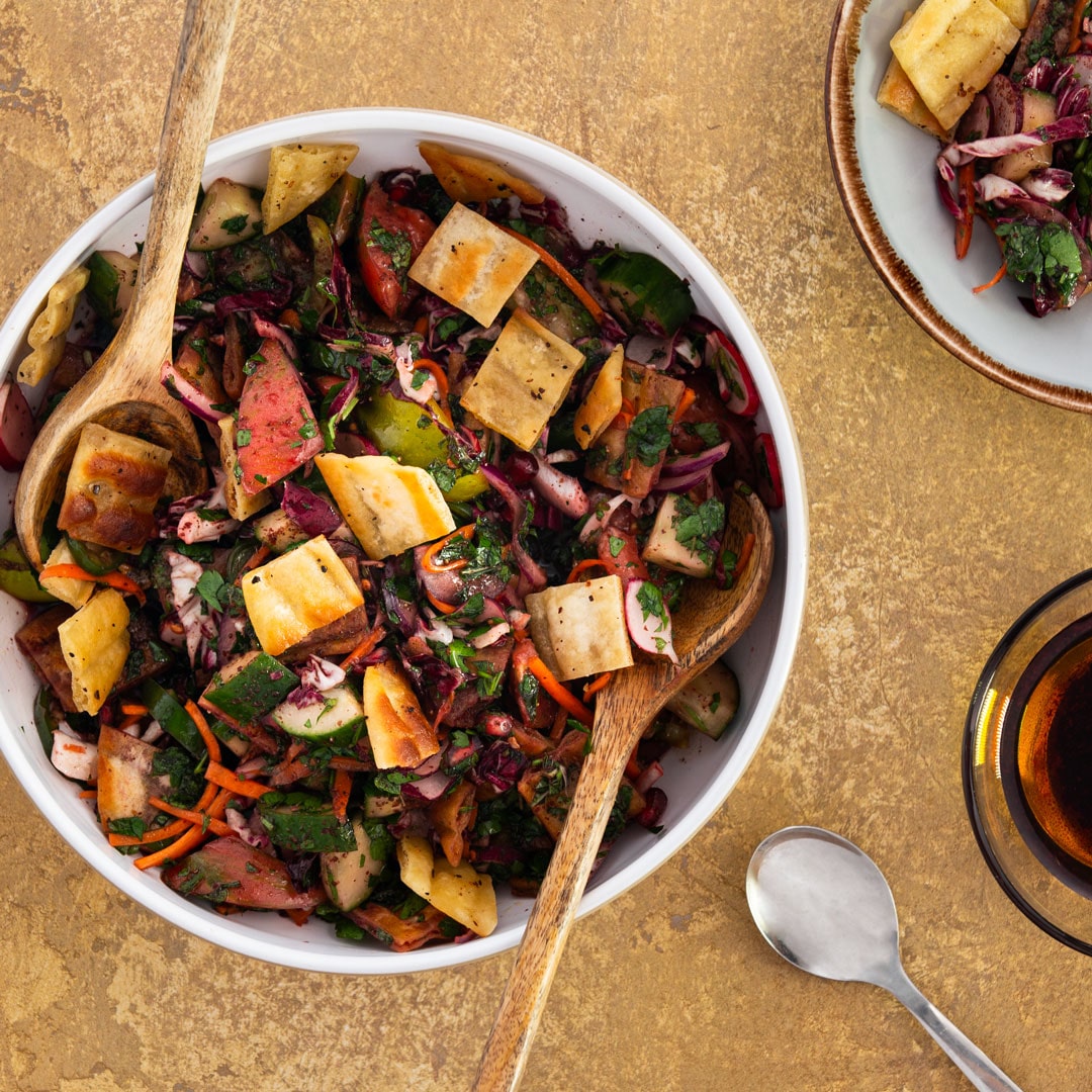 Winter Fattoush with Sour Cherry Molasses